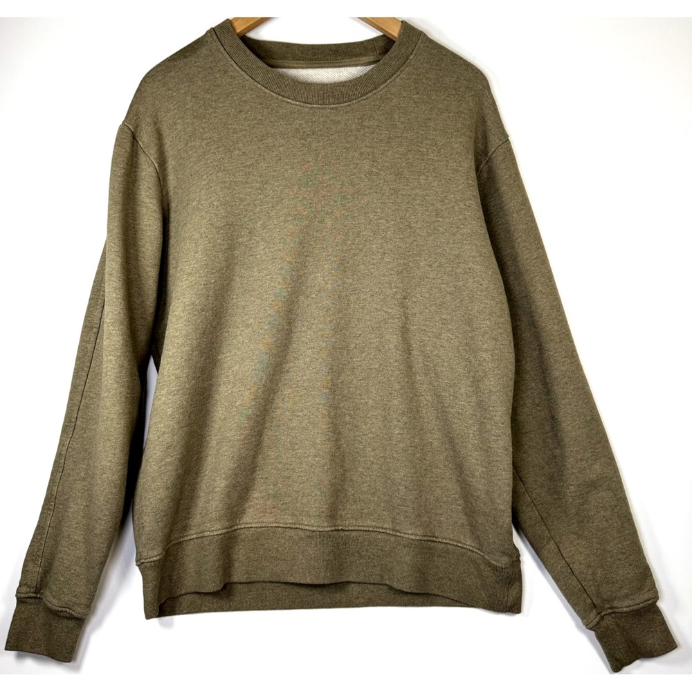 Everlane Men Track Crewneck Sweatshirt Medium Olive Brown Organic Cotton Casual